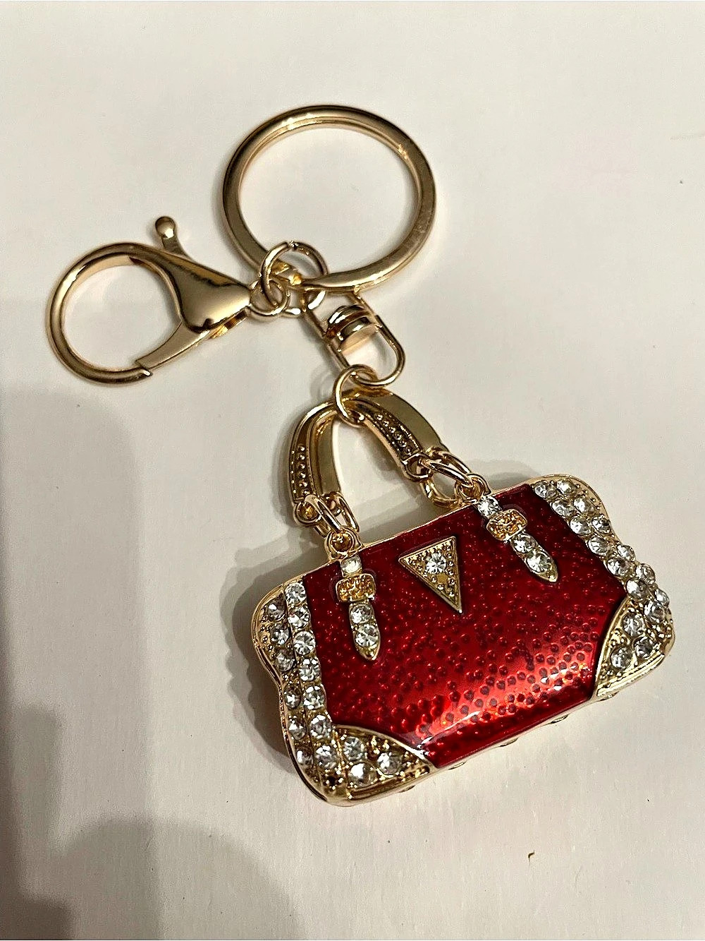 Red & Gold Handbag bag charm Keychain nwot